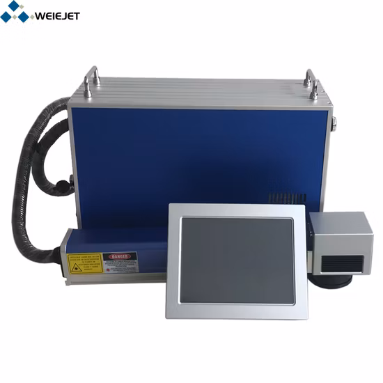 Dk Dlf 20W 30W 50W Macchina per marcatura laser a fibra Stampante per codice data/etichetta/logo/codice a barre/codice QR Stampante laser a fibra CO2 per imballaggi per animali domestici/film flessibile
